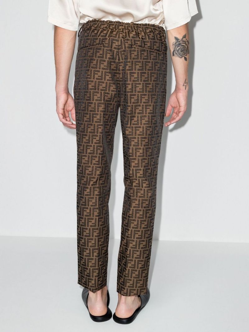 Brown Ff Monogram Cropped Trousers