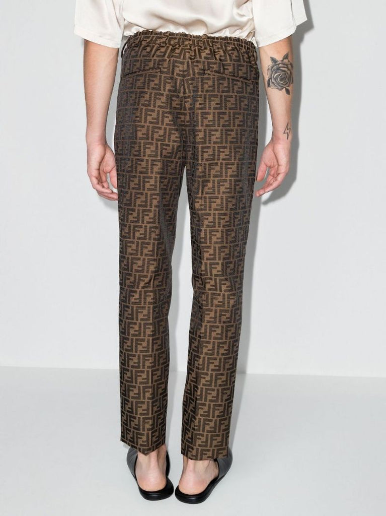 Brown Ff Monogram Cropped Trousers