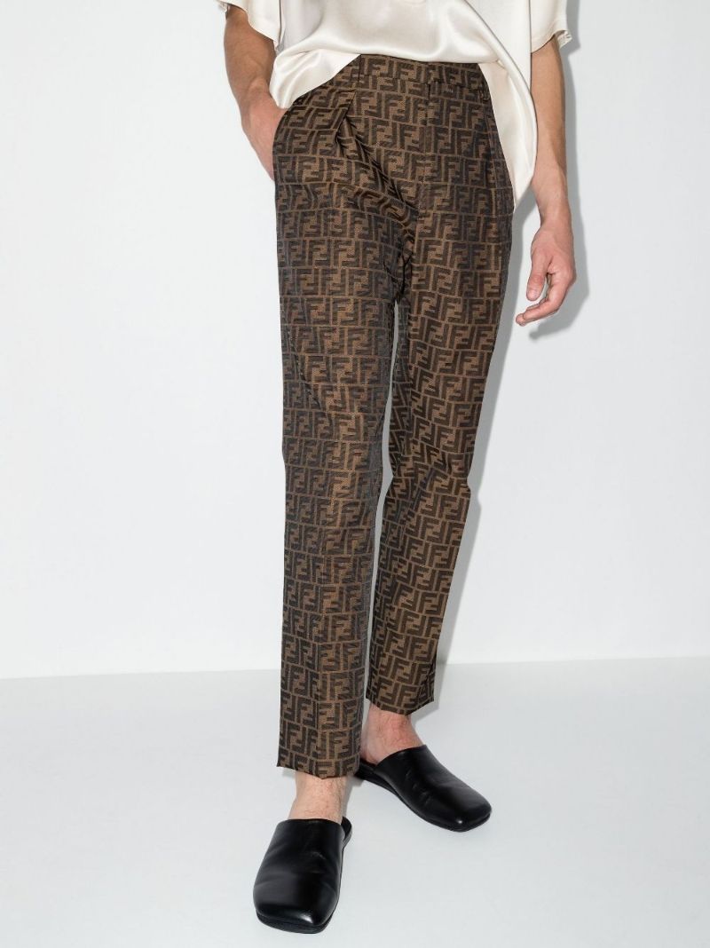 Brown Ff Monogram Cropped Trousers