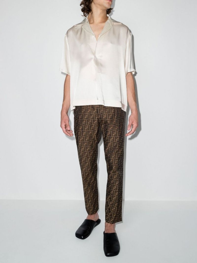 Brown Ff Monogram Cropped Trousers