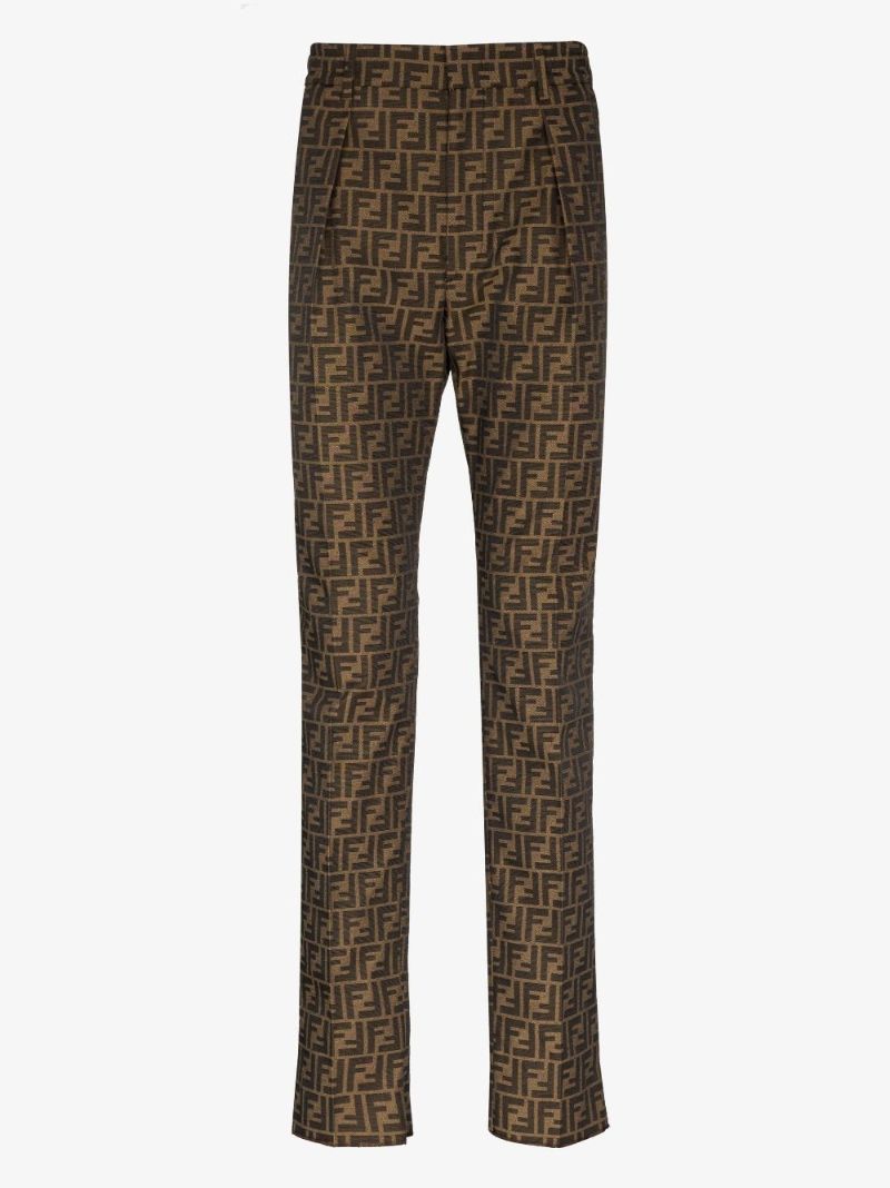 Brown Ff Monogram Cropped Trousers