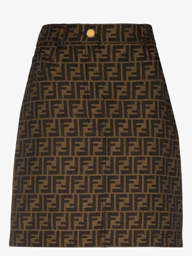 Brown Ff Monogram Mini Skirt