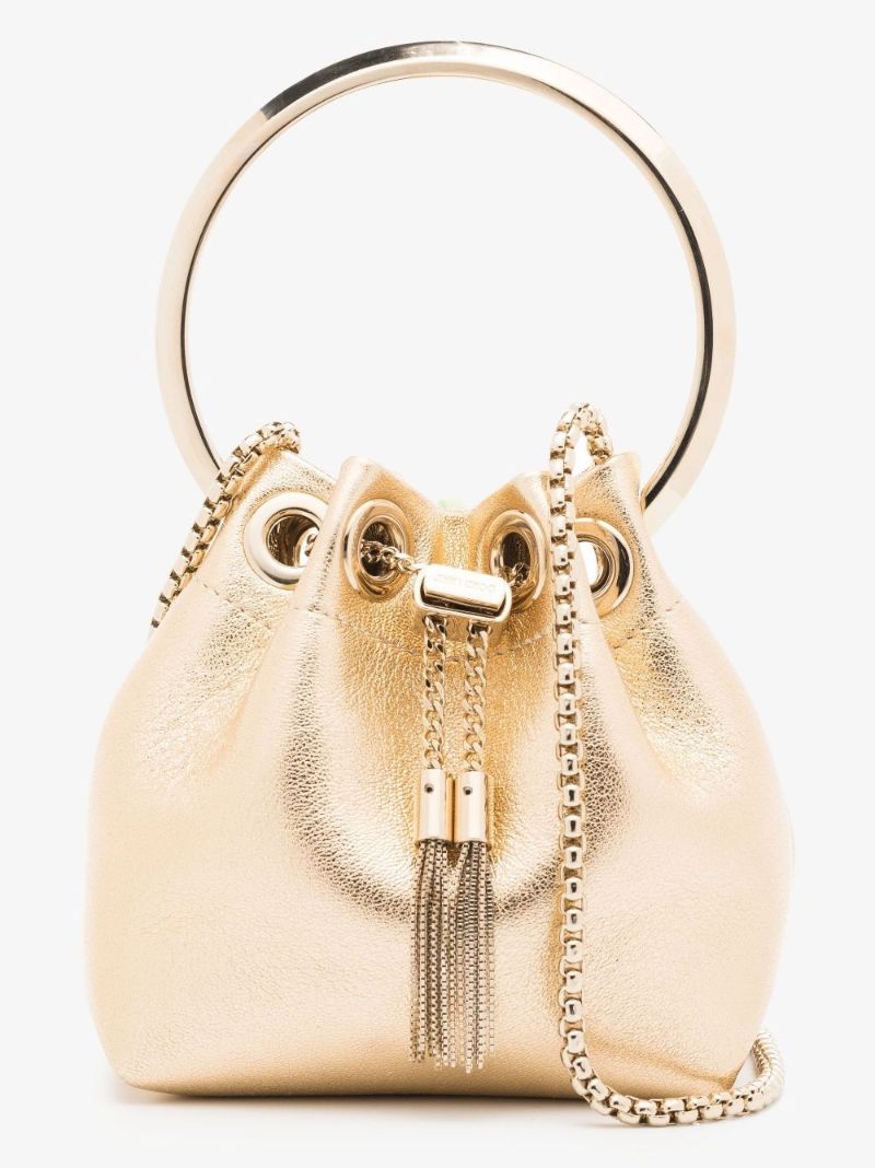 Gold Bon Bon Micro Leather Bucket Bag
