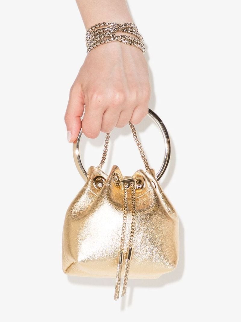 Gold Bon Bon Micro Leather Bucket Bag
