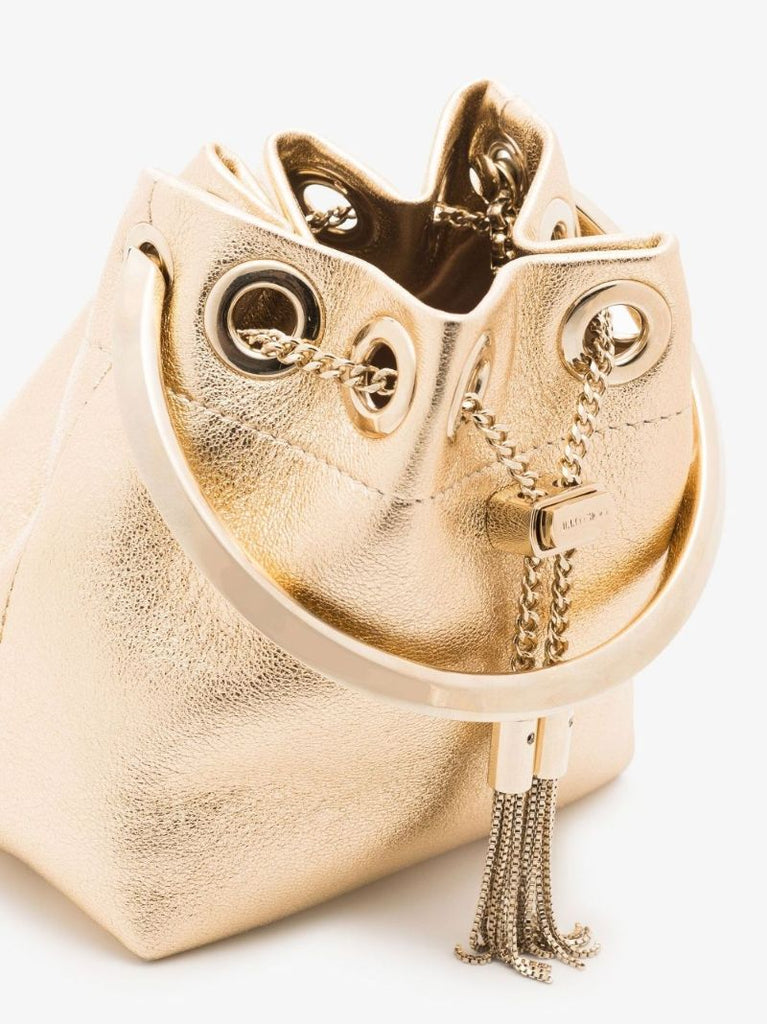 Gold Bon Bon Micro Leather Bucket Bag