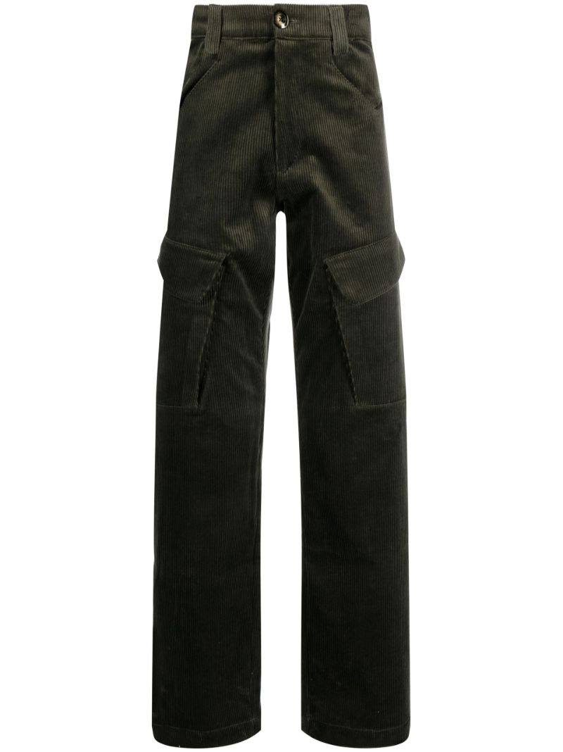 Green Corduroy Cotton Utility Trousers