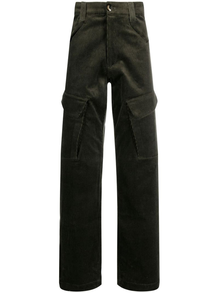 Green Corduroy Cotton Utility Trousers