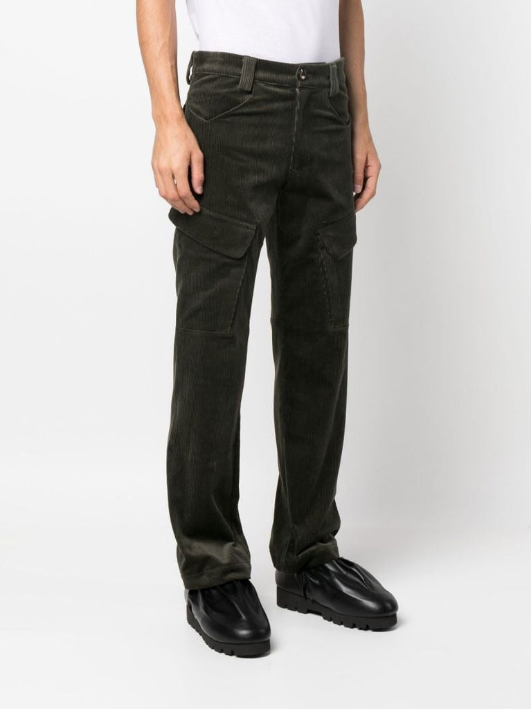 Green Corduroy Cotton Utility Trousers