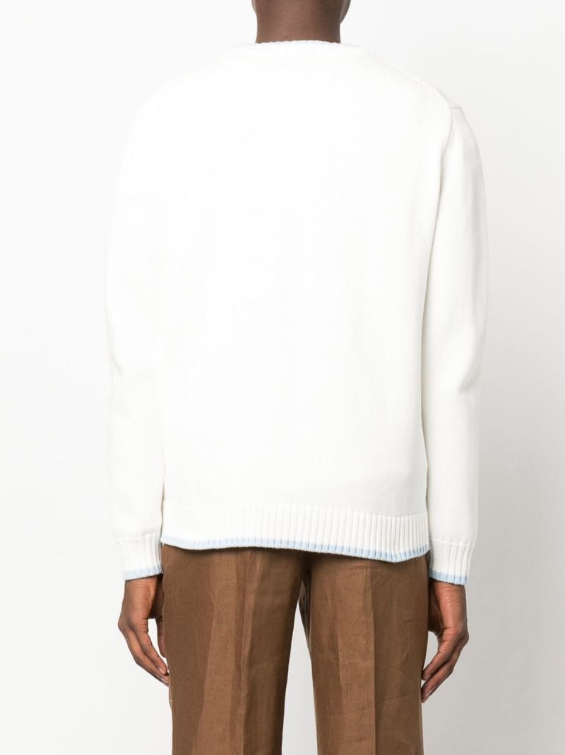 White Orbite Autour De L'orange Intarsia Cotton Sweater