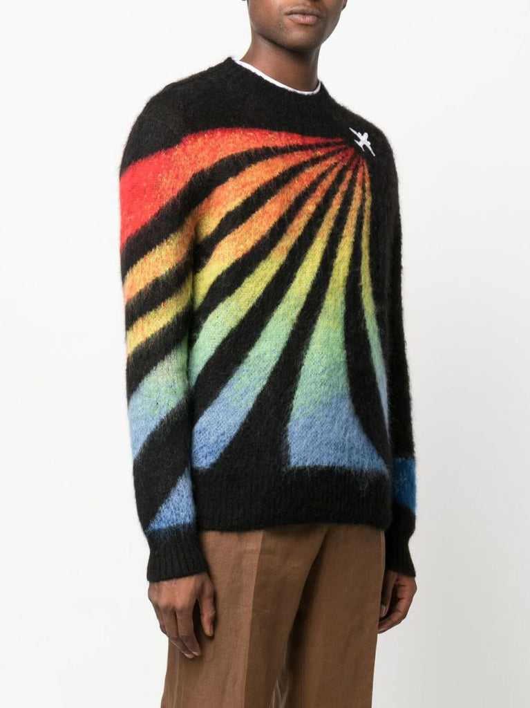 Black Rainbow Print Knitted Sweater