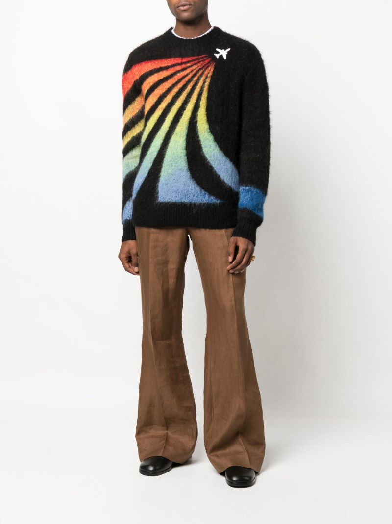 Black Rainbow Print Knitted Sweater