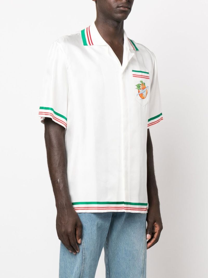 White Orbite Au Tour De L'orange Silk Shirt