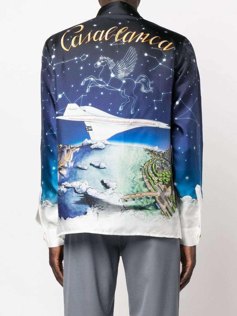 Blue Night Flight Silk Shirt