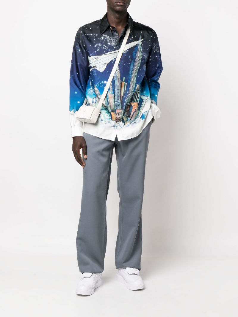 Blue Night Flight Silk Shirt