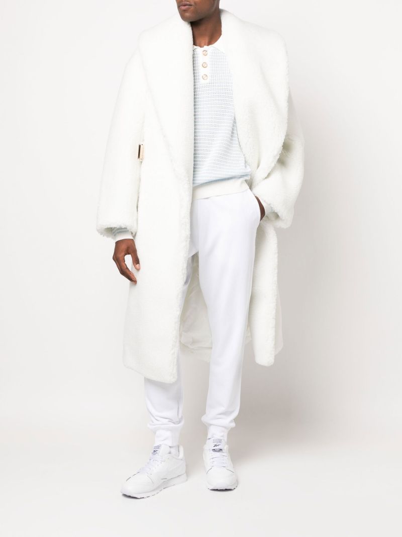 White Faux Shearling Robe Coat