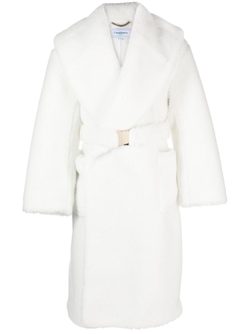 White Faux Shearling Robe Coat