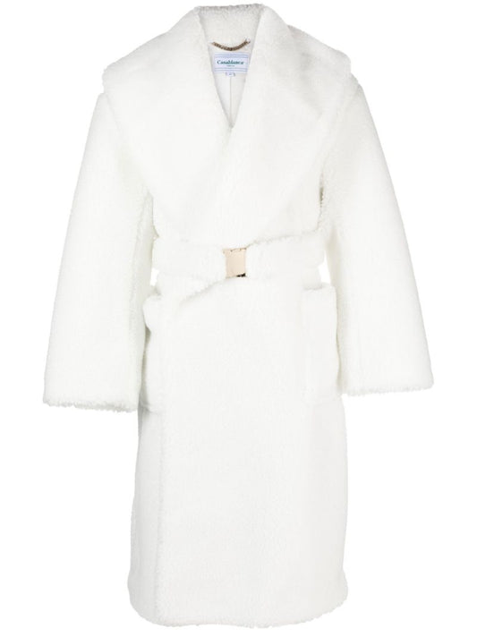 White Faux Shearling Robe Coat