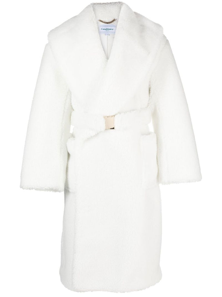 White Faux Shearling Robe Coat