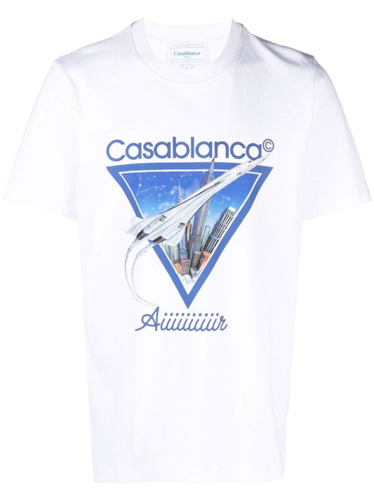 White Aiiiiir Print Organic Cotton T-shirt