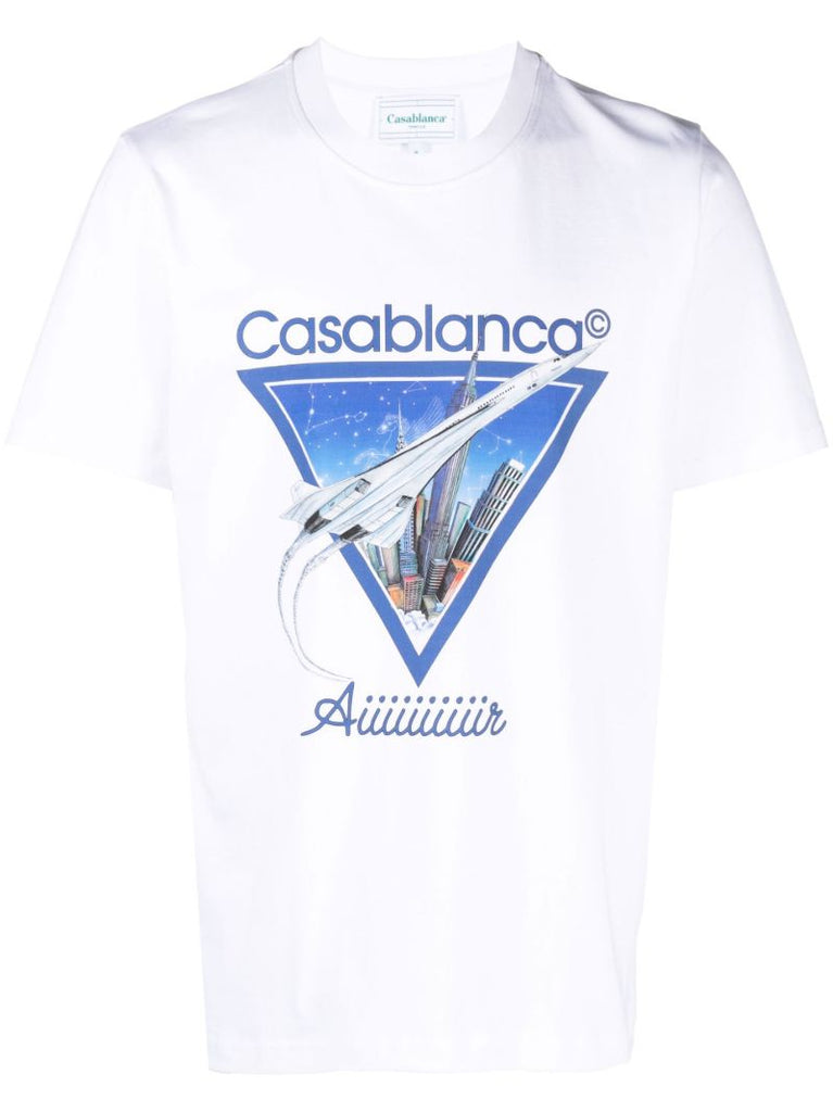 White Aiiiiir Print Organic Cotton T-shirt
