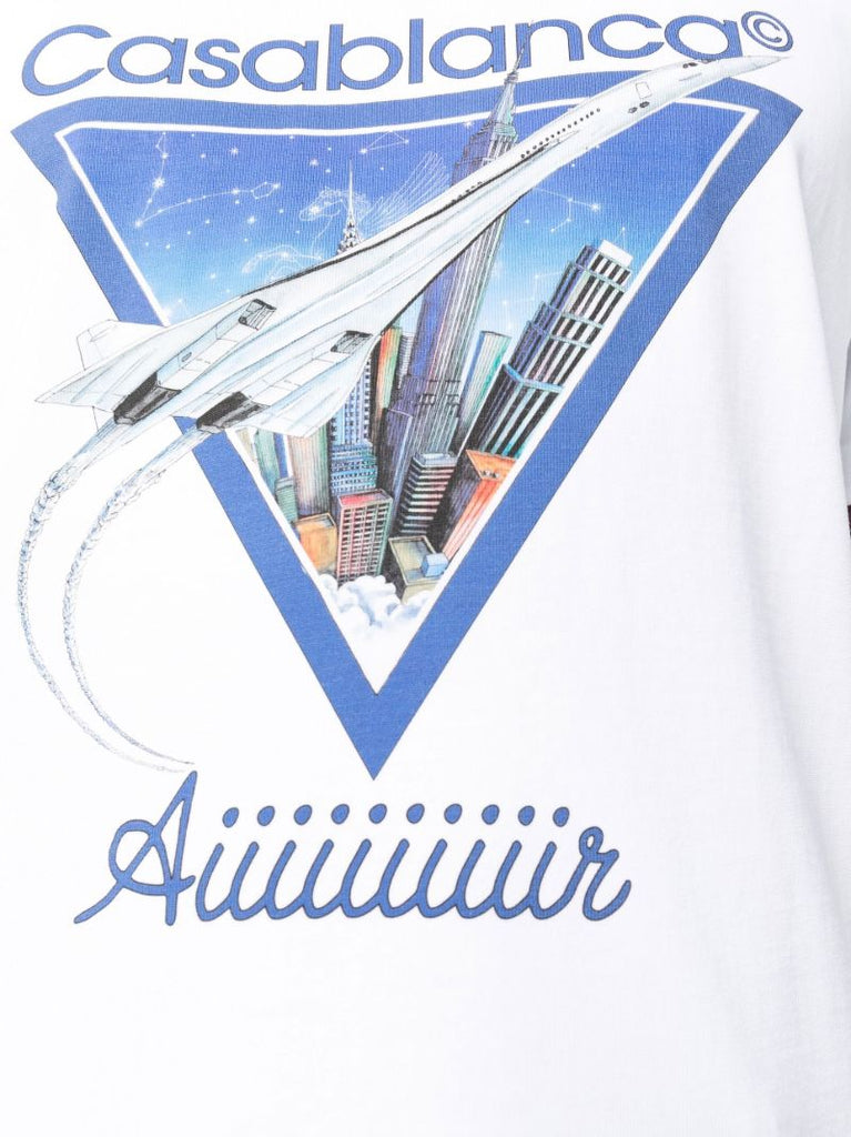 White Aiiiiir Print Organic Cotton T-shirt