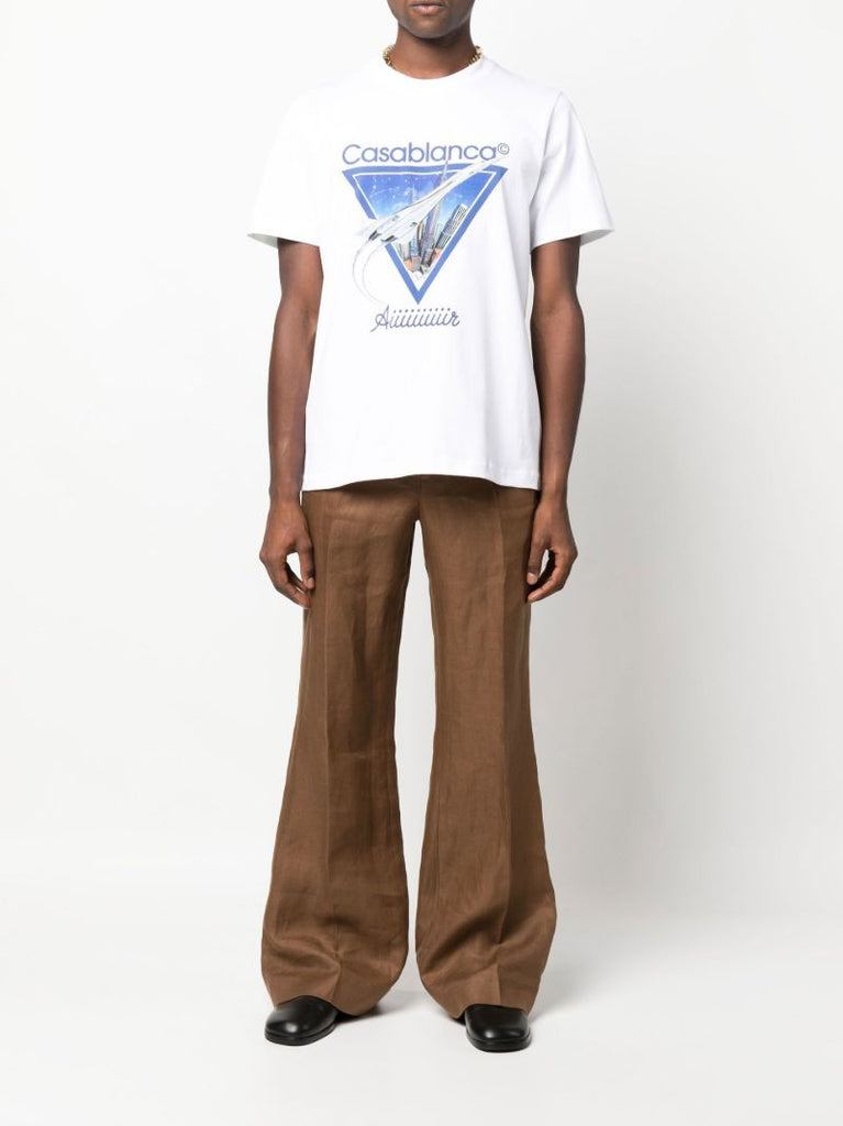 White Aiiiiir Print Organic Cotton T-shirt