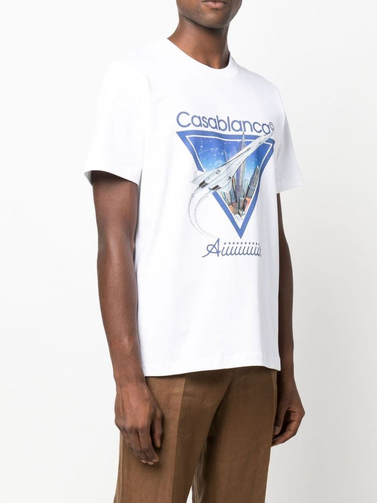White Aiiiiir Print Organic Cotton T-shirt