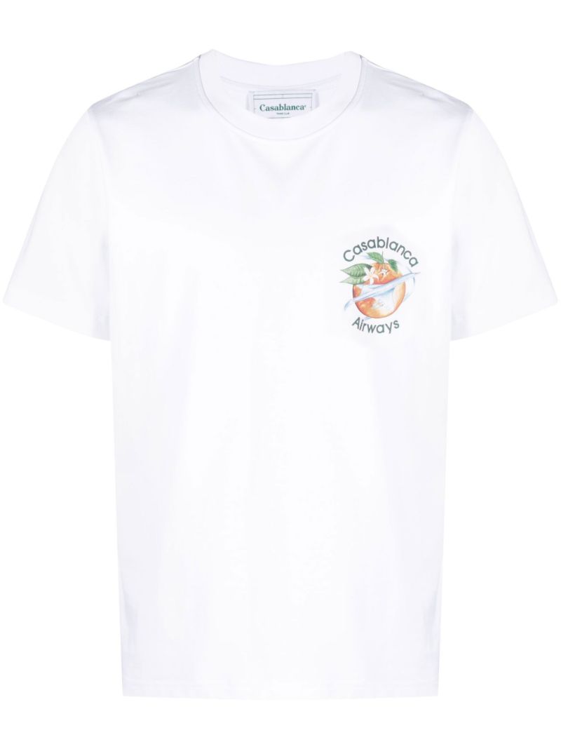 White Orbite Autour De LÃ¢â_x0082_¬â_x0084_¢orange Printed T-shirt