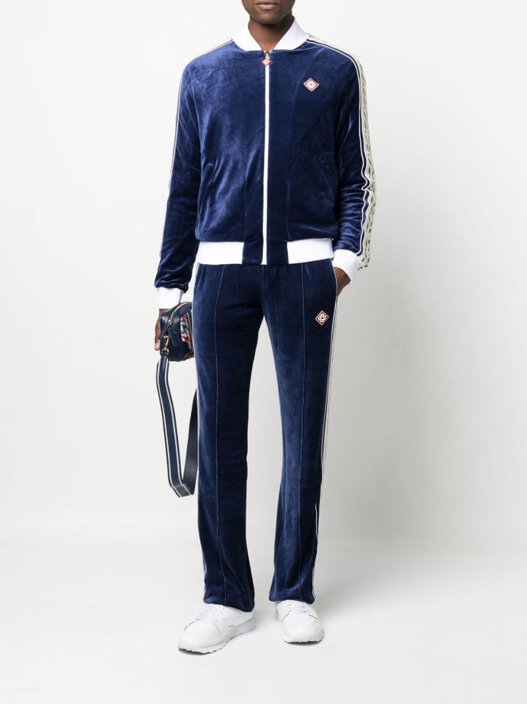 Blue Laurel Velour Track Jacket