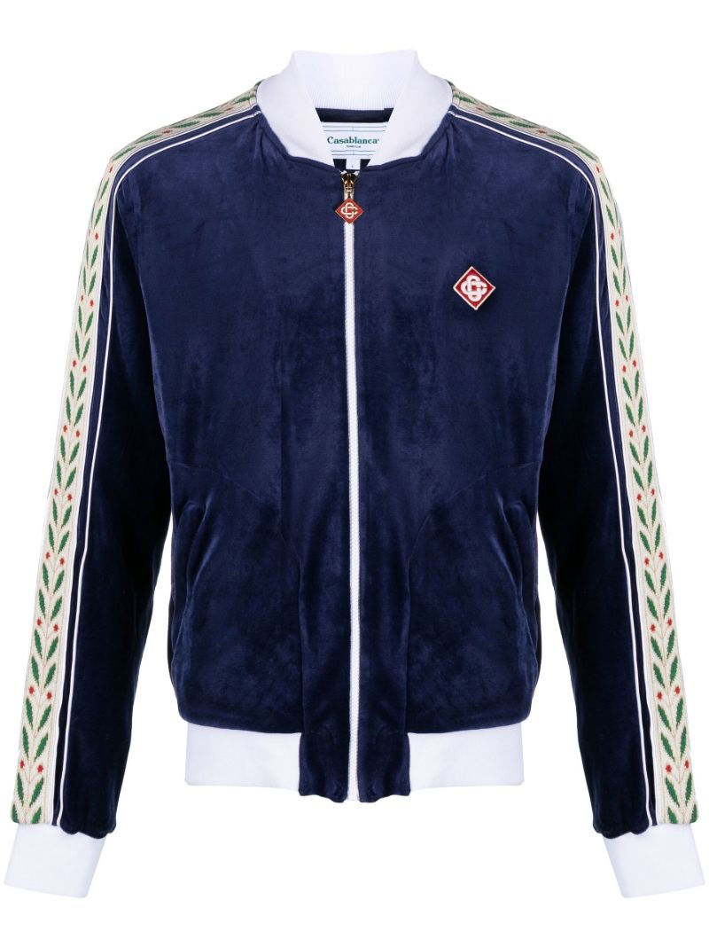 Blue Laurel Velour Track Jacket