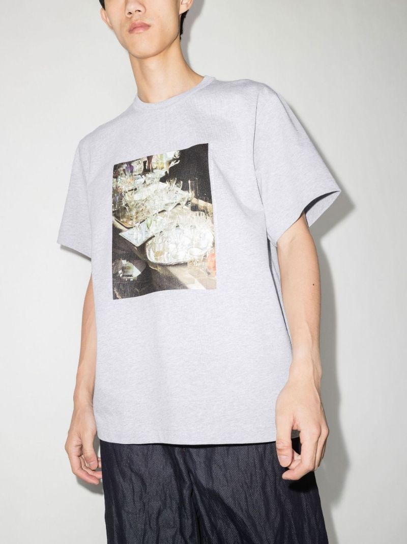 Grey Vienna No.5 Print Cotton T-shirt