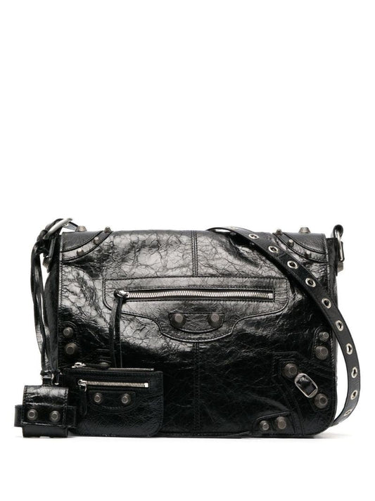Black Cagole Leather Shoulder Bag