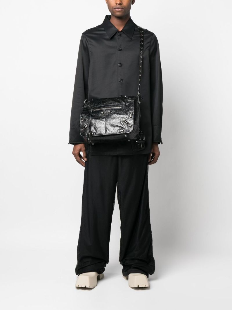 Black Cagole Leather Shoulder Bag