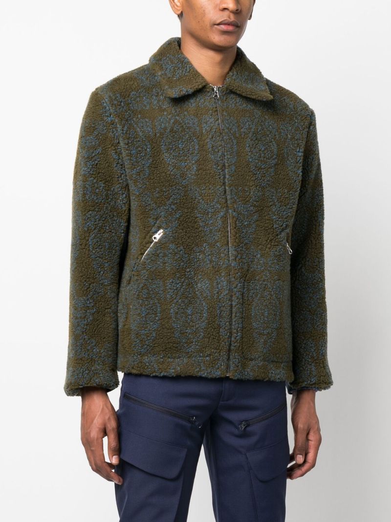 Green Printed Fleece Jacket