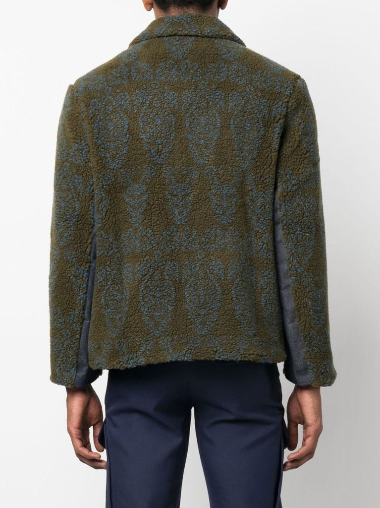 Green Printed Fleece Jacket