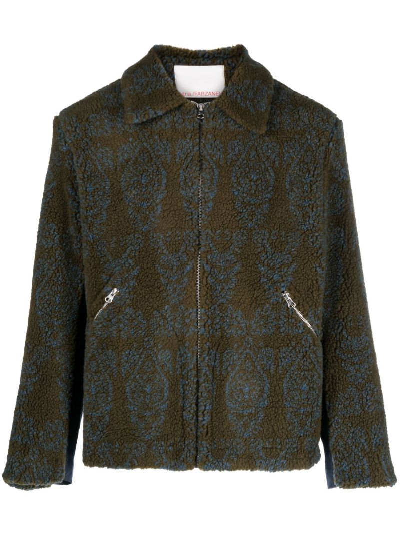 Green Printed Fleece Jacket