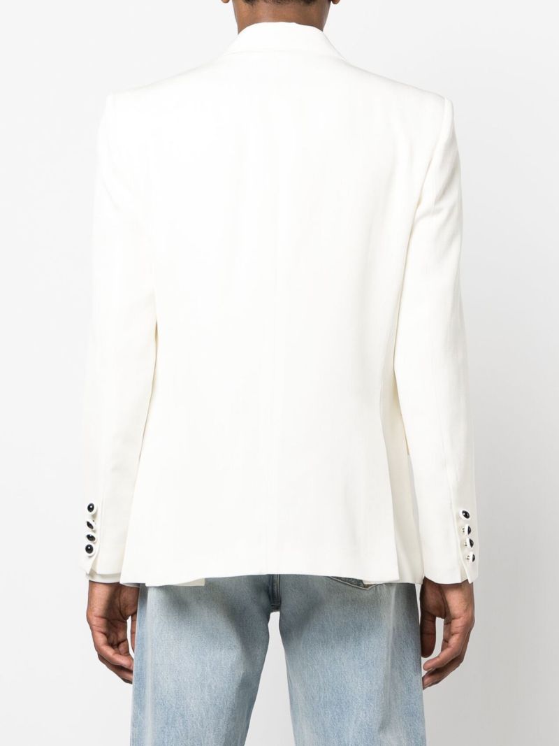 Neutral Contrast Double-breasted Blazer