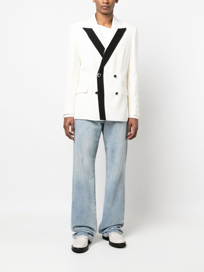 Neutral Contrast Double-breasted Blazer