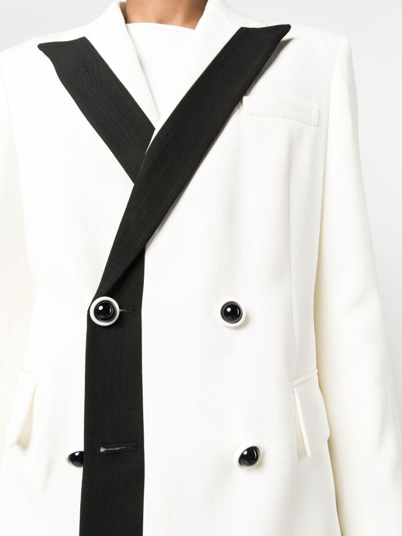 Neutral Contrast Double-breasted Blazer
