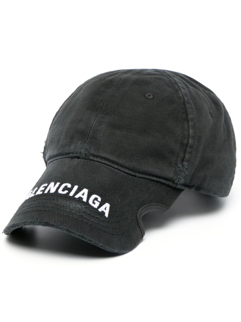 Black Embroidered Logo Twill Baseball Cap