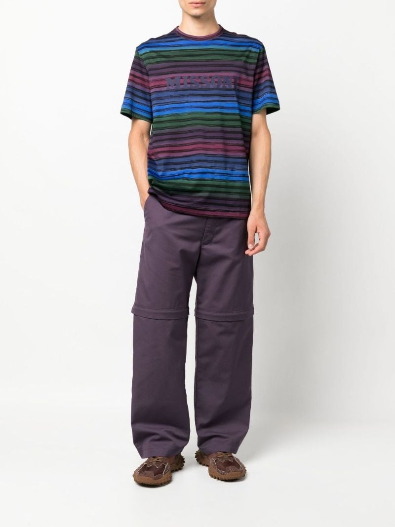 Purple Logo Striped Cotton T-shirt