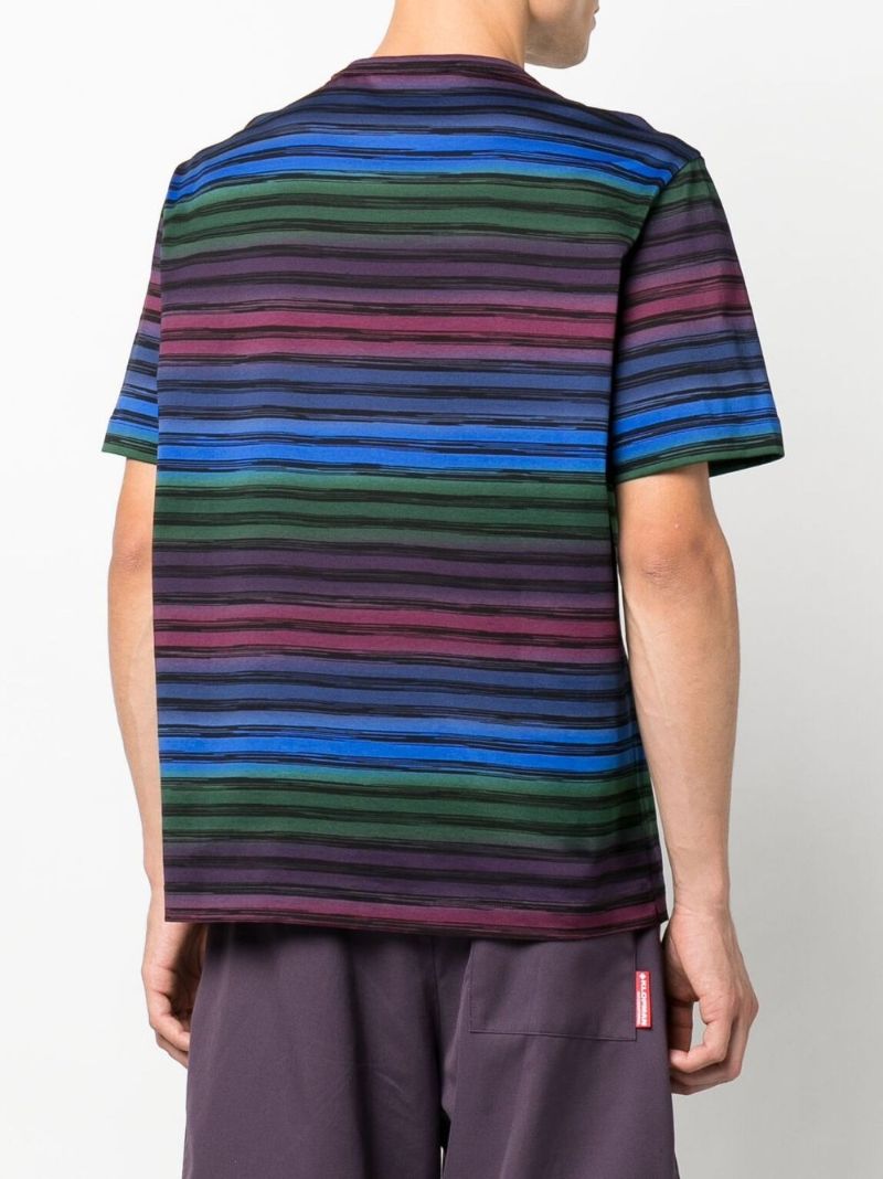Purple Logo Striped Cotton T-shirt