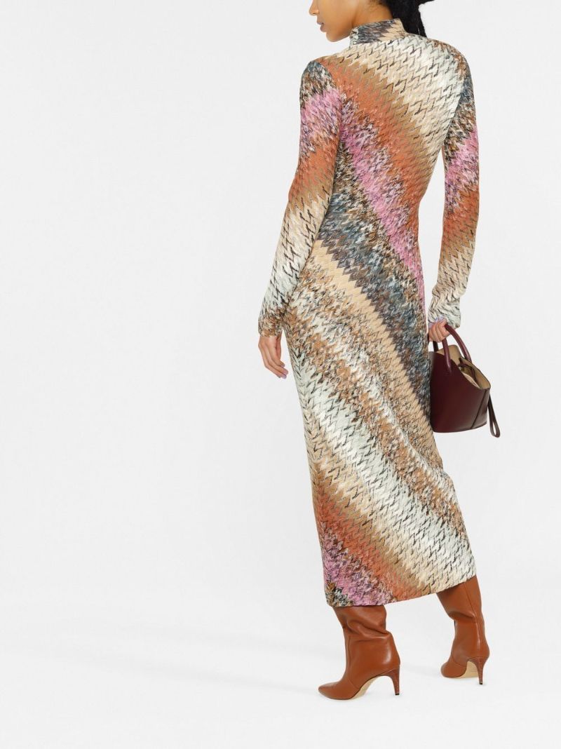 Neutral Diagonal Stripe Knitted Maxi Dress