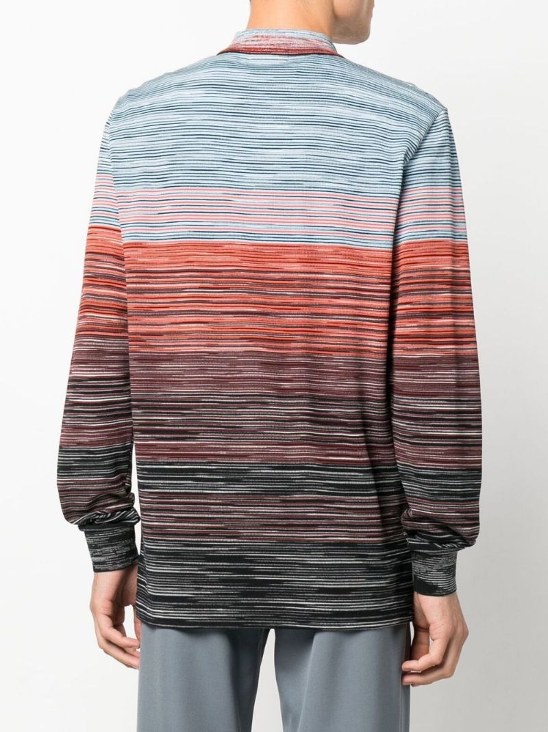 Blue Striped Cotton Polo Shirt