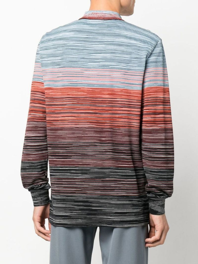 Blue Striped Cotton Polo Shirt