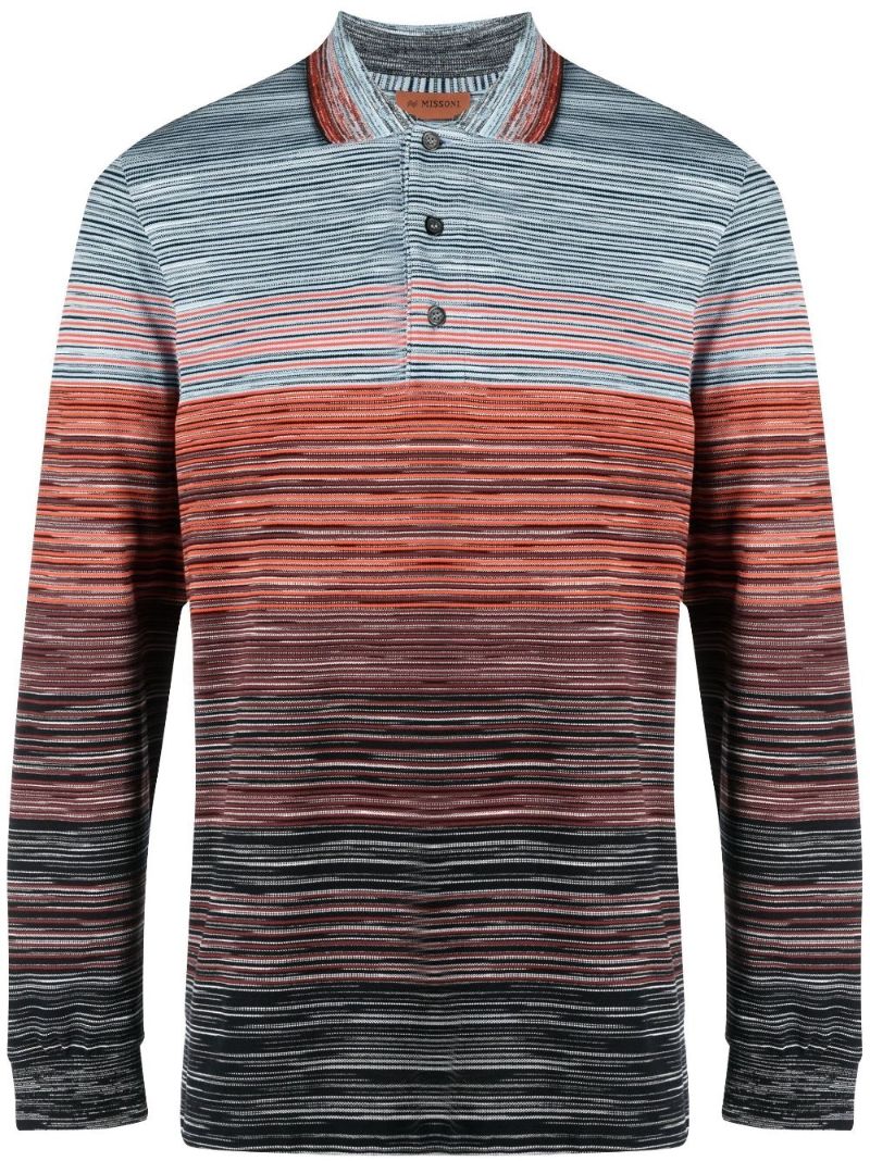 Blue Striped Cotton Polo Shirt