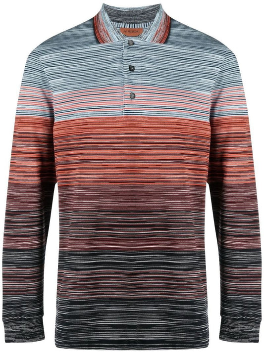 Blue Striped Cotton Polo Shirt