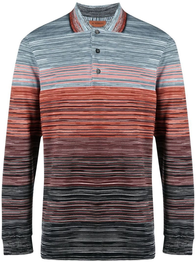 Blue Striped Cotton Polo Shirt