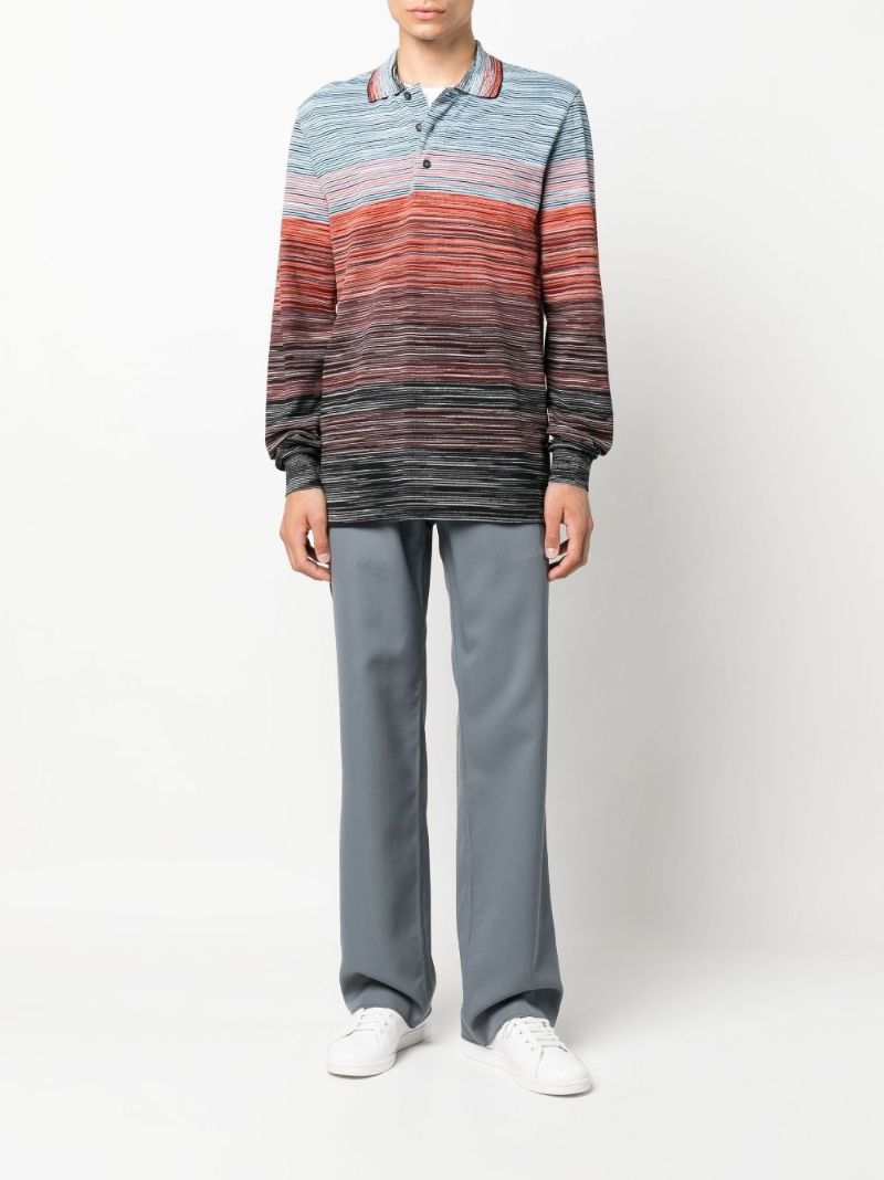 Blue Striped Cotton Polo Shirt