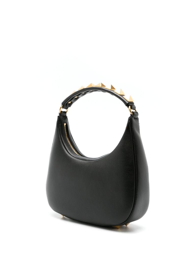 Black Stud Sign Leather Hobo Bag